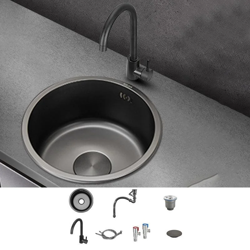 Kitchen Sink Round Single Bowl Fade Resistant Undermount Stainless Steel Kitchen Sink -Bathlova