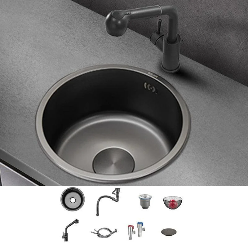 Kitchen Sink Round Single Bowl Fade Resistant Undermount Stainless Steel Kitchen Sink -Bathlova