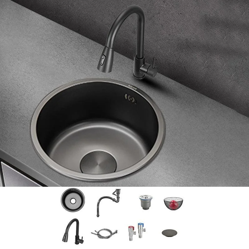 Kitchen Sink Round Single Bowl Fade Resistant Undermount Stainless Steel Kitchen Sink -Bathlova