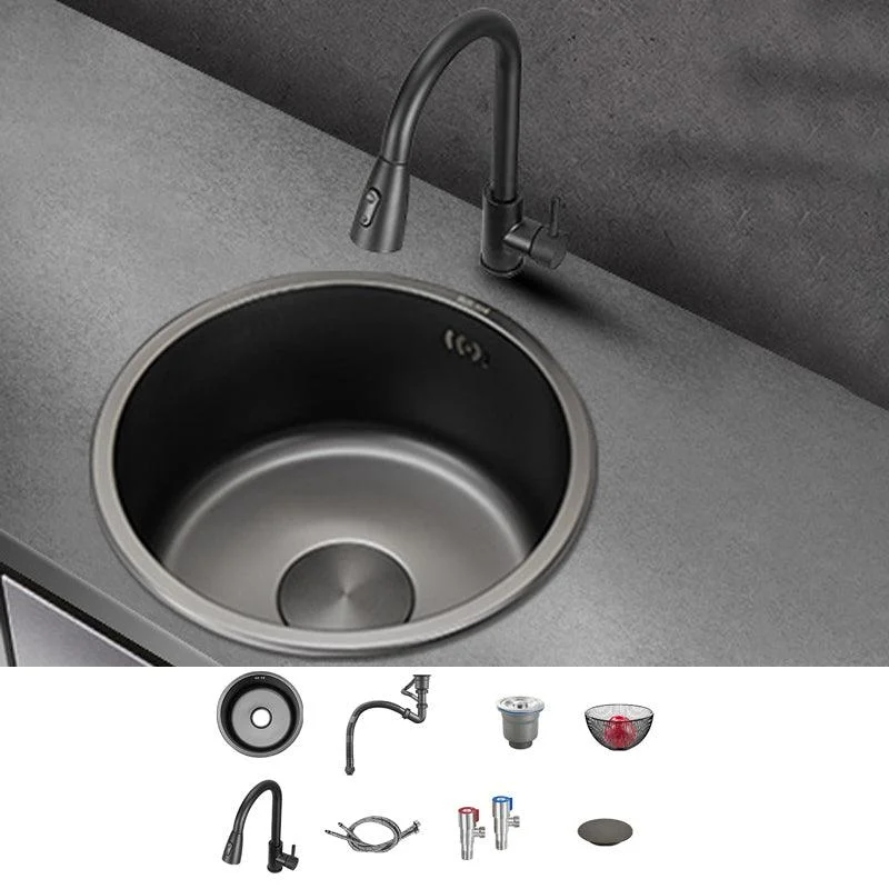 Kitchen Sink Round Single Bowl Fade Resistant Undermount Stainless Steel Kitchen Sink -Bathlova