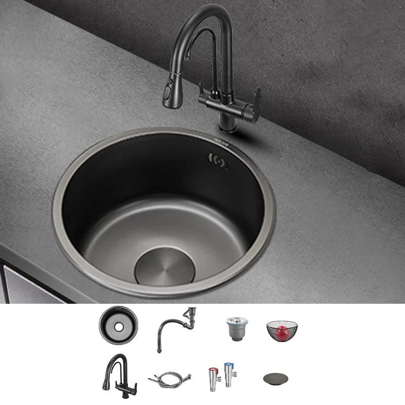 Kitchen Sink Round Single Bowl Fade Resistant Undermount Stainless Steel Kitchen Sink -Bathlova