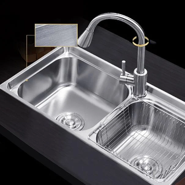 Kitchen Sink Stainless Steel Drop-In Noise-cancelling Design Kitchen Double Sink -Bathlova