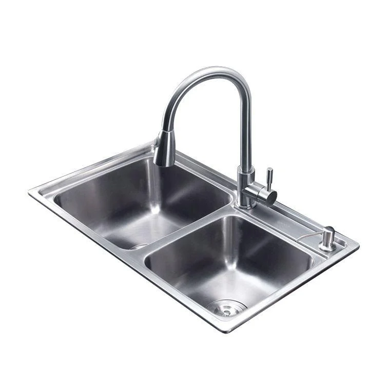 Kitchen Sink Stainless Steel Drop-In Noise-cancelling Design Kitchen Double Sink -Bathlova