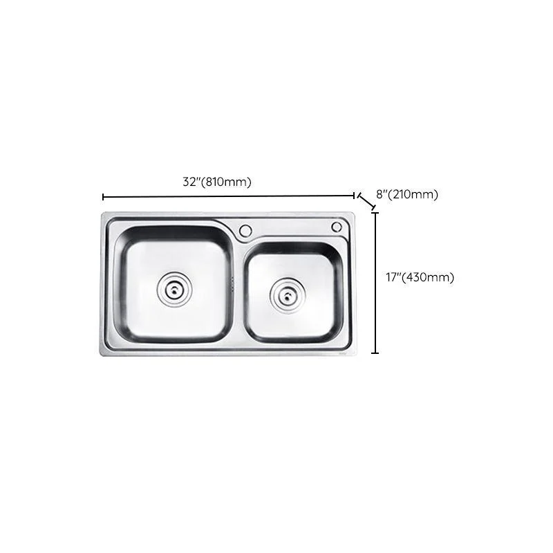 Kitchen Sink Stainless Steel Drop-In Noise-cancelling Design Kitchen Double Sink -Bathlova