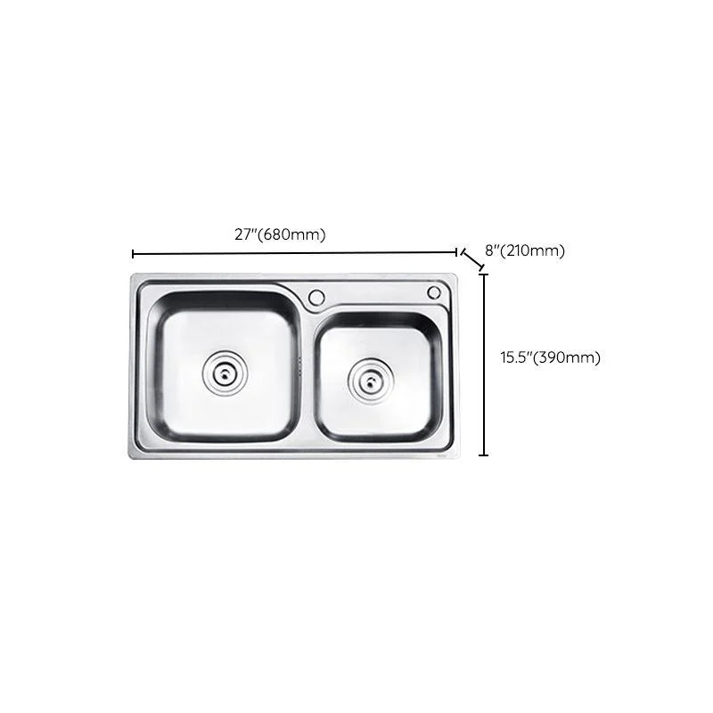 Kitchen Sink Stainless Steel Drop-In Noise-cancelling Design Kitchen Double Sink -Bathlova