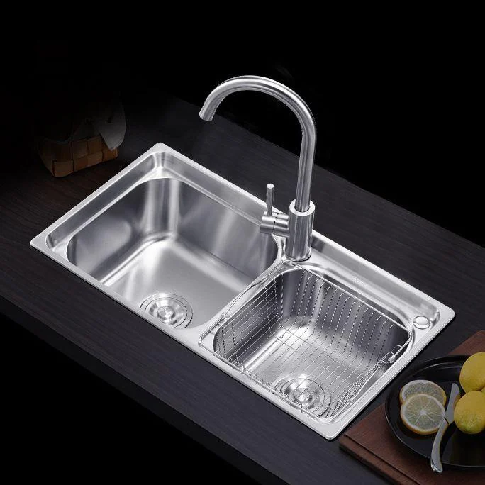 Kitchen Sink Stainless Steel Drop-In Noise-cancelling Design Kitchen Double Sink -Bathlova