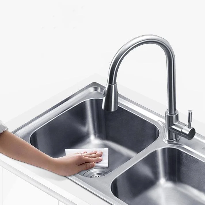 Kitchen Sink Stainless Steel Drop-In Noise-cancelling Design Kitchen Double Sink -Bathlova