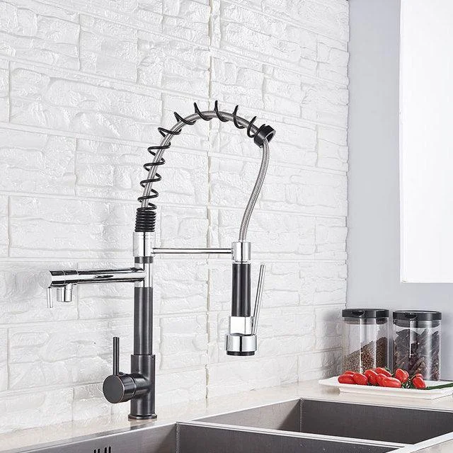 Kitchen Spring Tap Pull Down Pull Out Dual Spouts 360 Rotation Tap -Bathlova