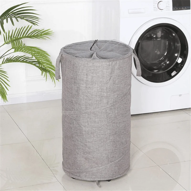 Large Laundry Hamper with Casters in Oxford Fabric -Bathlova