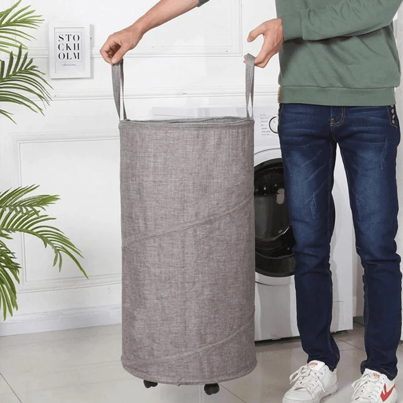 Large Laundry Hamper with Casters in Oxford Fabric -Bathlova