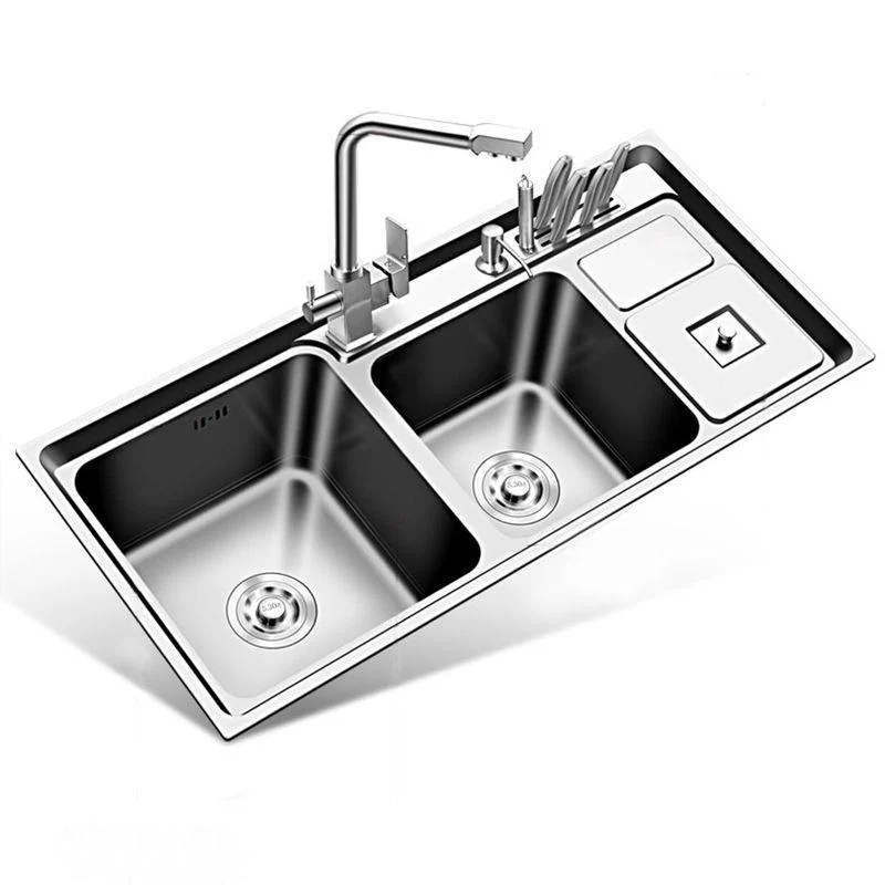 Large Triple Bowl Kitchen Sink Stainless Steel Chrome Sink with Accessories -Bathlova