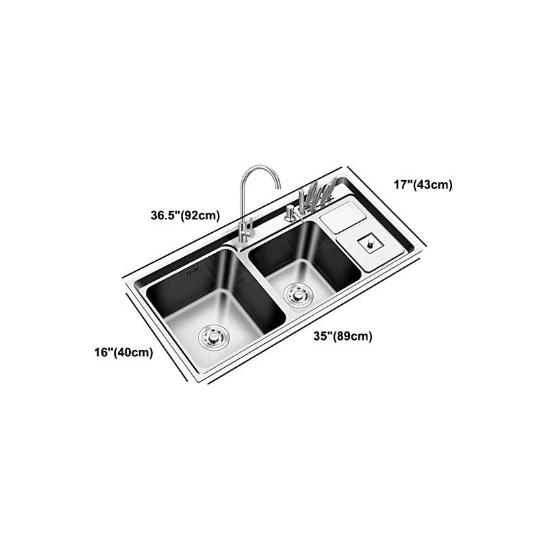 Large Triple Bowl Kitchen Sink Stainless Steel Chrome Sink with Accessories -Bathlova