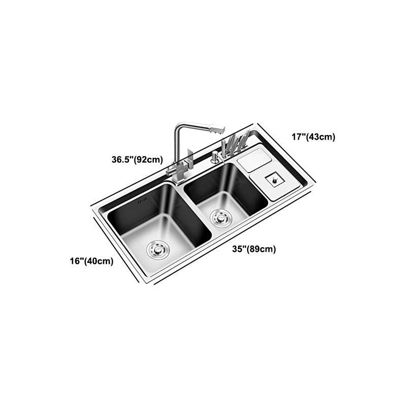 Large Triple Bowl Kitchen Sink Stainless Steel Chrome Sink with Accessories -Bathlova