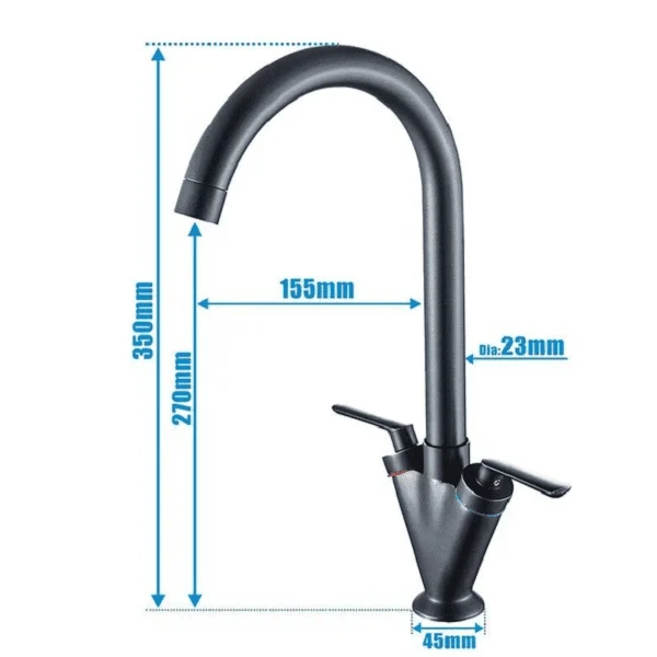 Lazaro - Two Handle Rotating Kitchen Tap -Bathlova