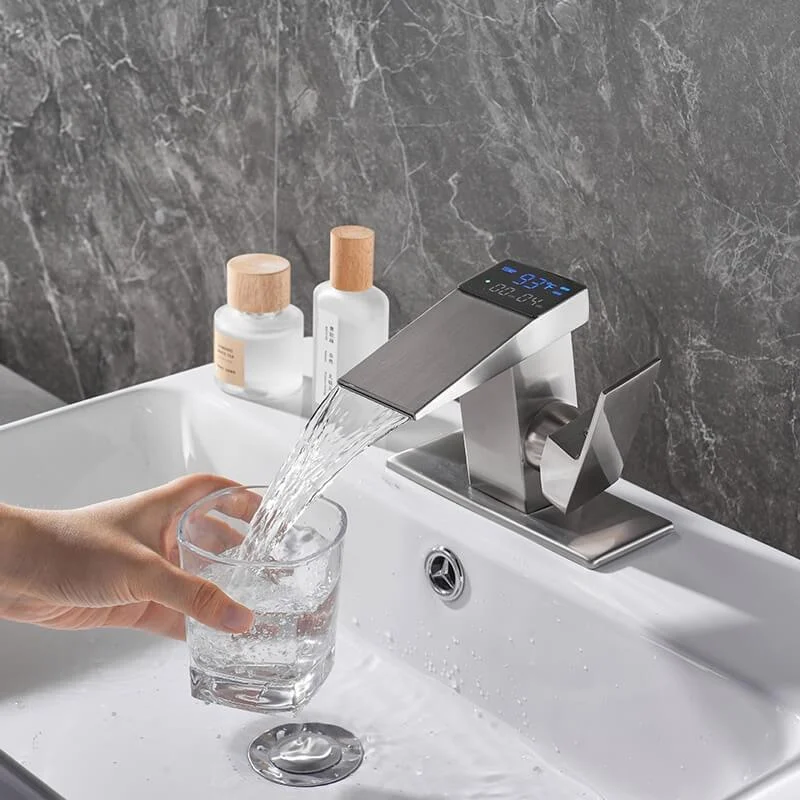 LCD Digital Display Bathroom Tap with Single Lever Handle -Bathlova