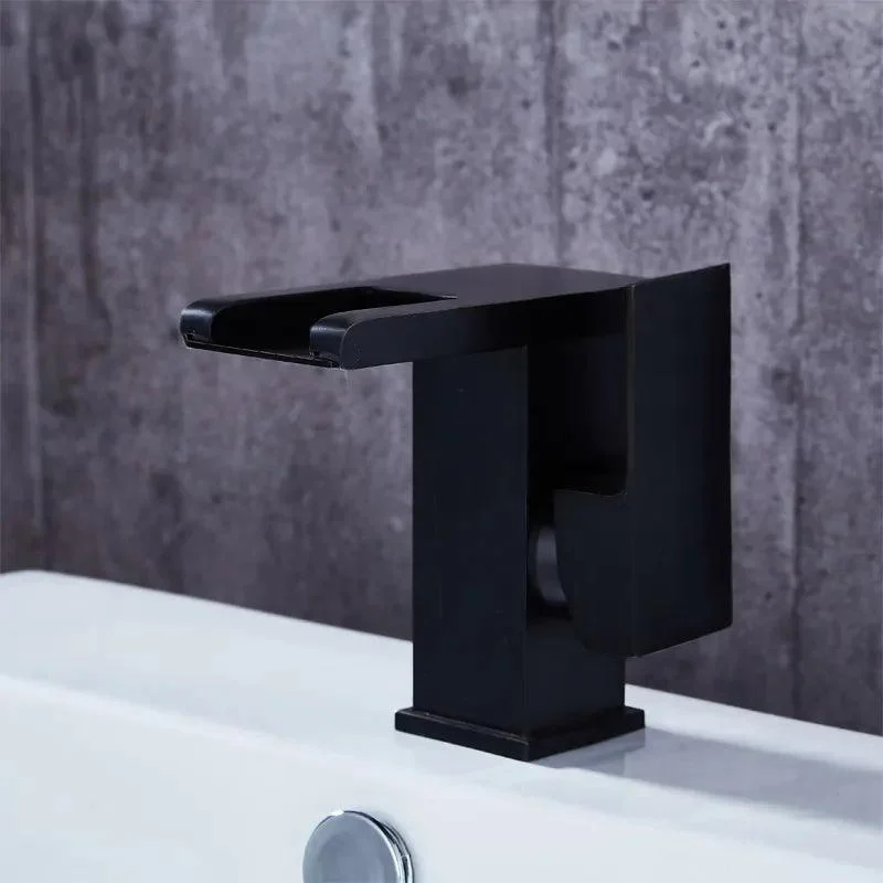 LED Antique Black Waterfall Bathroom Tap with Single Hole -Bathlova