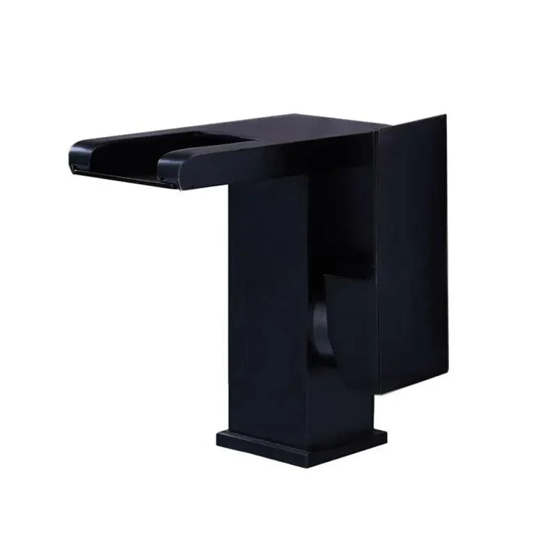 LED Antique Black Waterfall Bathroom Tap with Single Hole -Bathlova