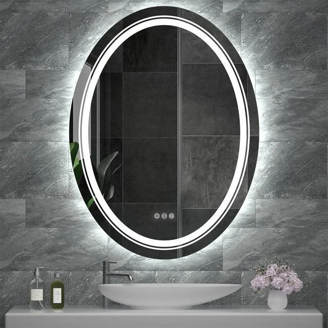 LED Bathroom Mirror Dimmable Light Wall Mounted Mirror with Demist -Bathlova