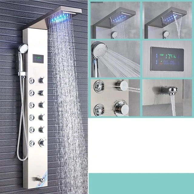 LED Black Bathroom Shower Panel Digital Screen Hot Cold Water Mixer -Bathlova