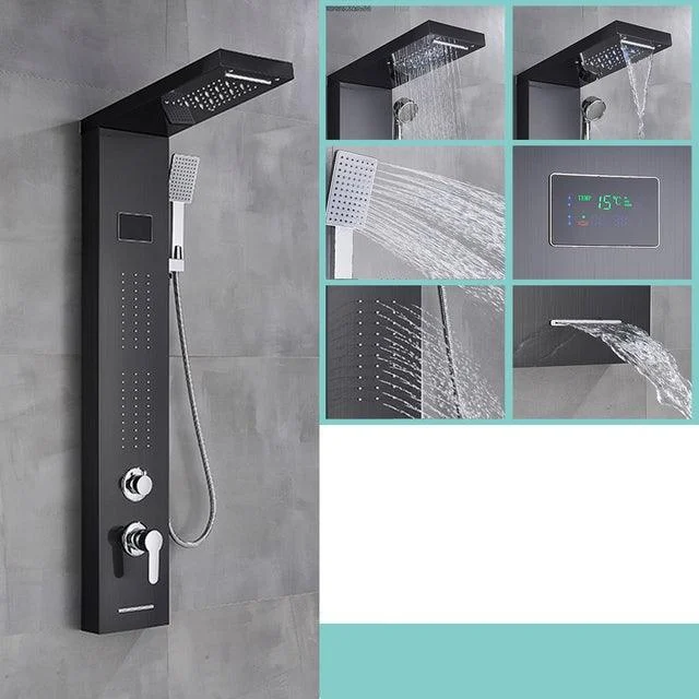 LED Black Bathroom Shower Panel Digital Screen Hot Cold Water Mixer -Bathlova