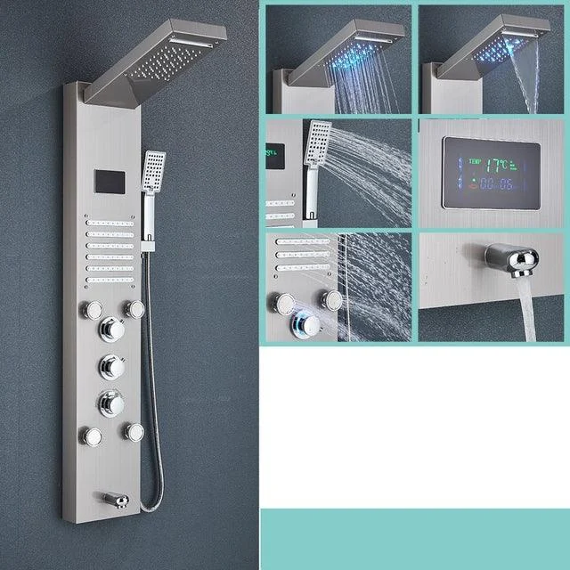 LED Black Bathroom Shower Panel Digital Screen Hot Cold Water Mixer -Bathlova