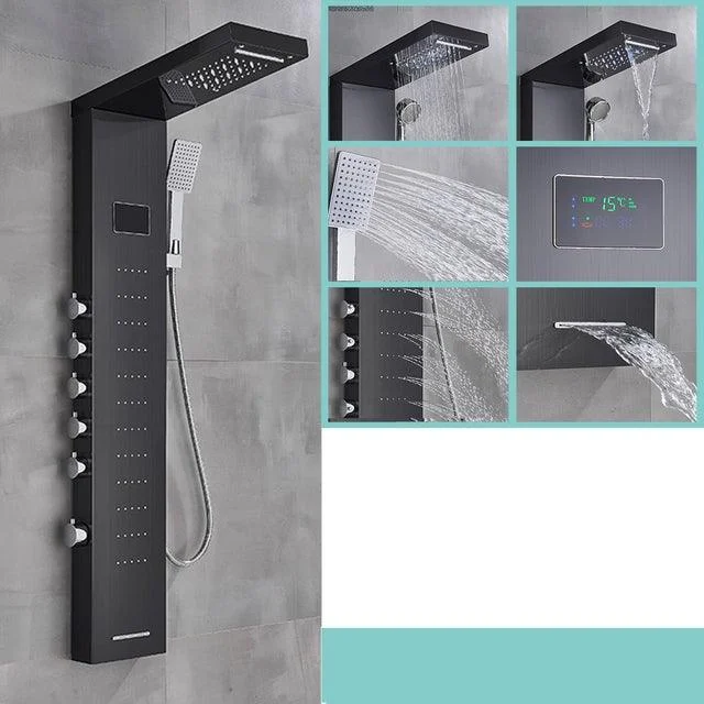 LED Black Bathroom Shower Panel Digital Screen Hot Cold Water Mixer -Bathlova