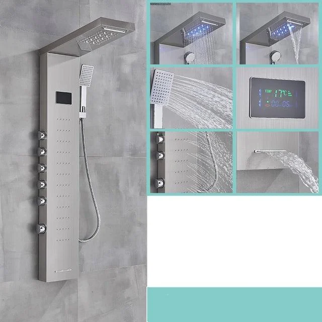 LED Black Bathroom Shower Panel Digital Screen Hot Cold Water Mixer -Bathlova