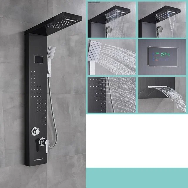 LED Black Bathroom Shower Panel Digital Screen Hot Cold Water Mixer -Bathlova