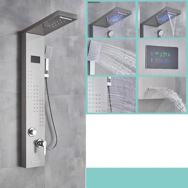 LED Black Bathroom Shower Panel Digital Screen Hot Cold Water Mixer -Bathlova