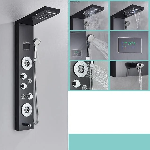 LED Black Bathroom Shower Panel Digital Screen Hot Cold Water Mixer -Bathlova