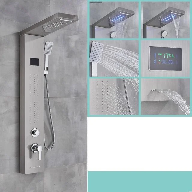 LED Black Bathroom Shower Panel Digital Screen Hot Cold Water Mixer -Bathlova