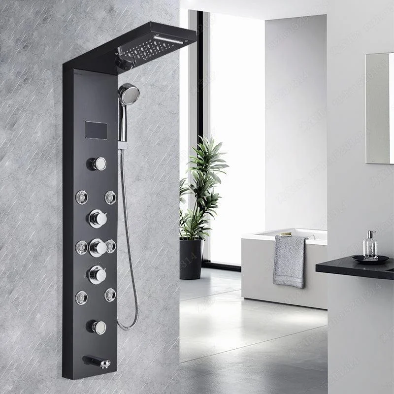 LED Black Bathroom Shower Panel Digital Screen Hot Cold Water Mixer -Bathlova