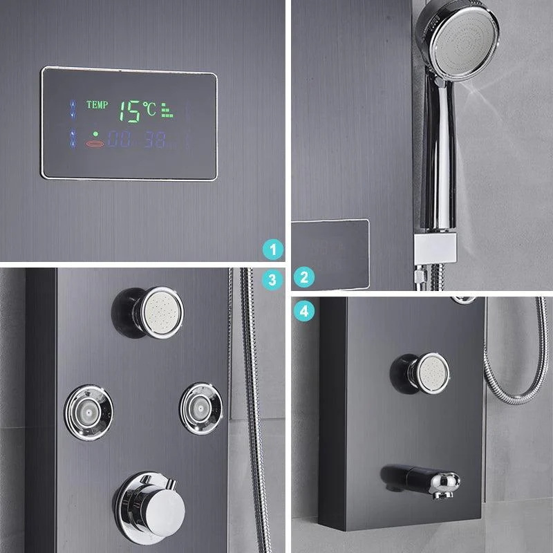 LED Black Bathroom Shower Panel Digital Screen Hot Cold Water Mixer -Bathlova