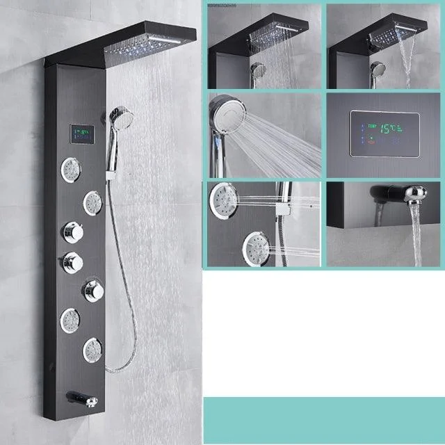 LED Black Bathroom Shower Panel Digital Screen Hot Cold Water Mixer -Bathlova