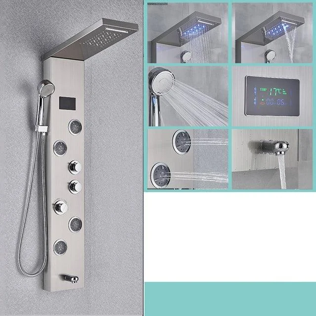 LED Black Bathroom Shower Panel Digital Screen Hot Cold Water Mixer -Bathlova