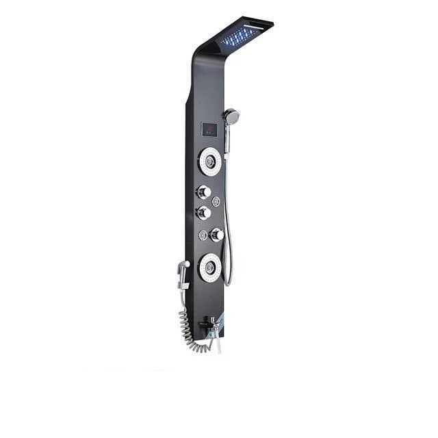 LED Black Shower Tap Bathroom SPA Massage Jet Shower Column System -Bathlova