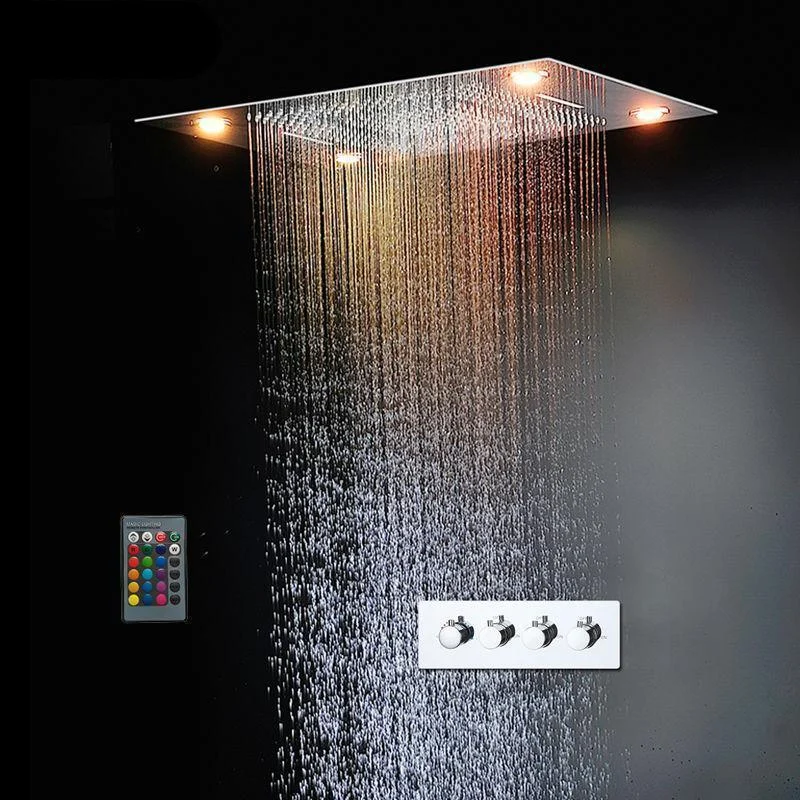 LED Ceiling Mount Rain Waterfall Shower Head Set -Bathlova