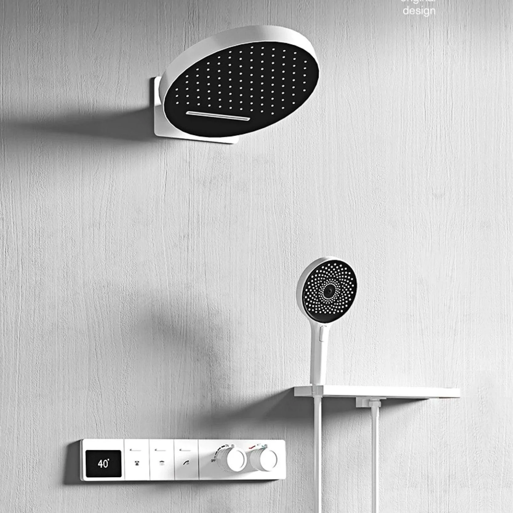 LED Digital Display 3-function Shower System With Wall Mounted Design -Bathlova