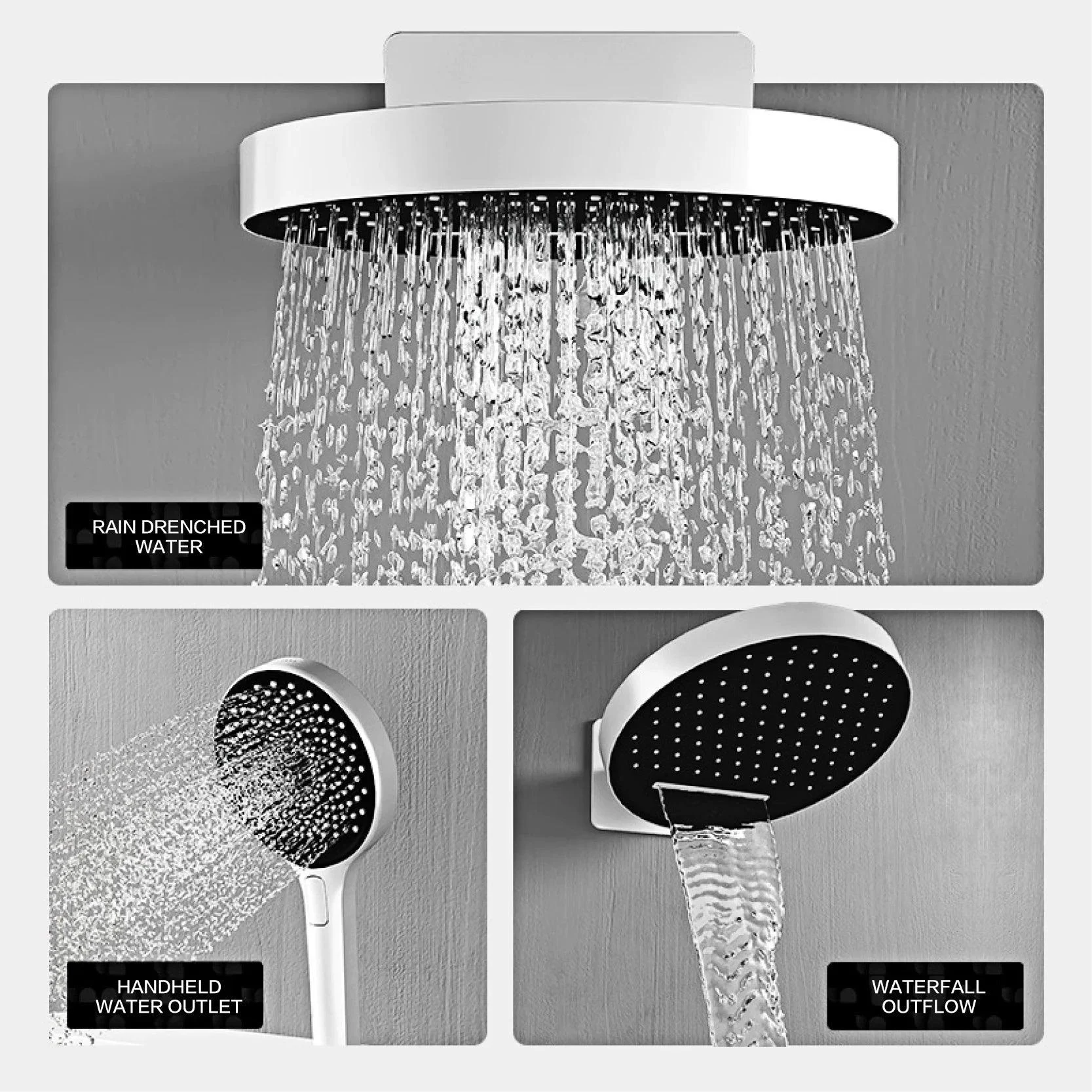 LED Digital Display 3-function Shower System With Wall Mounted Design -Bathlova