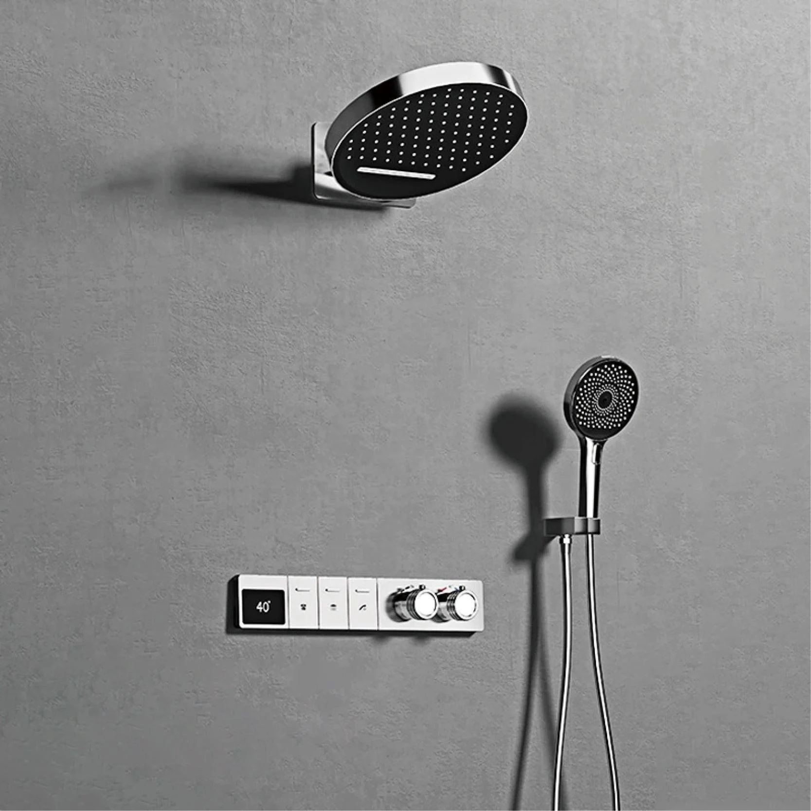 LED Digital Display 3-function Shower System With Wall Mounted Design -Bathlova