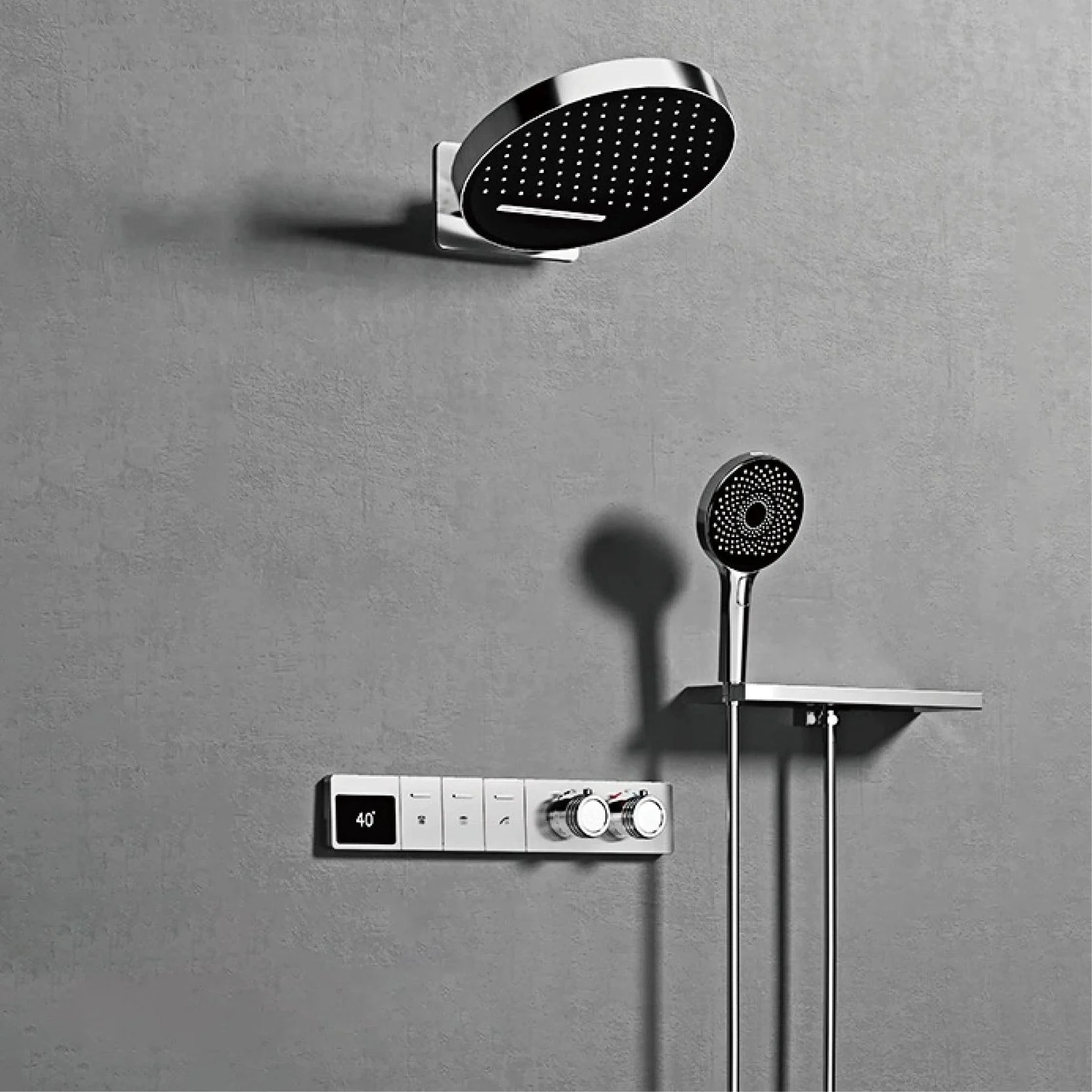 LED Digital Display 3-function Shower System With Wall Mounted Design -Bathlova