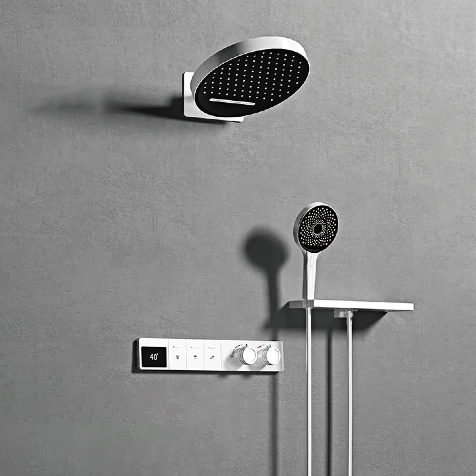 LED Digital Display 3-function Shower System With Wall Mounted Design -Bathlova