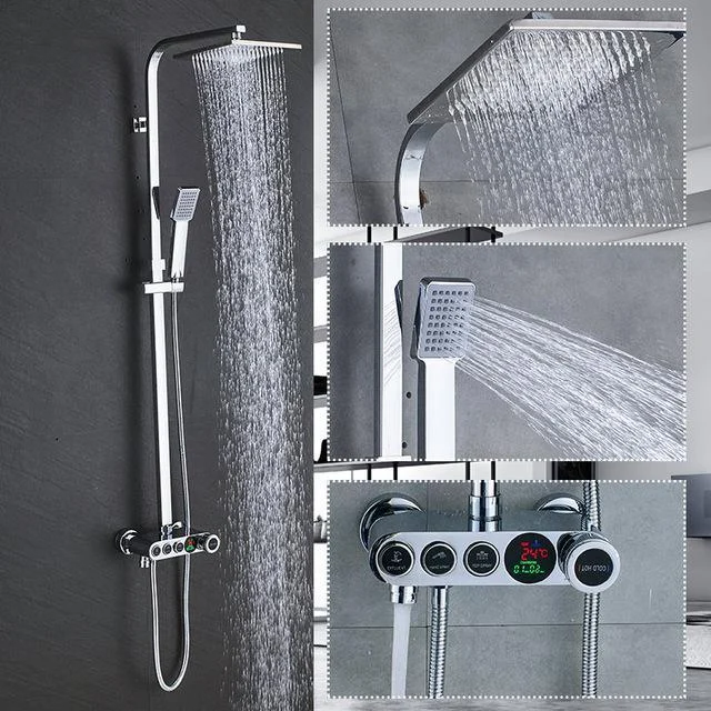 LED Digital Display Shower Taps Set Shower System Set -Bathlova