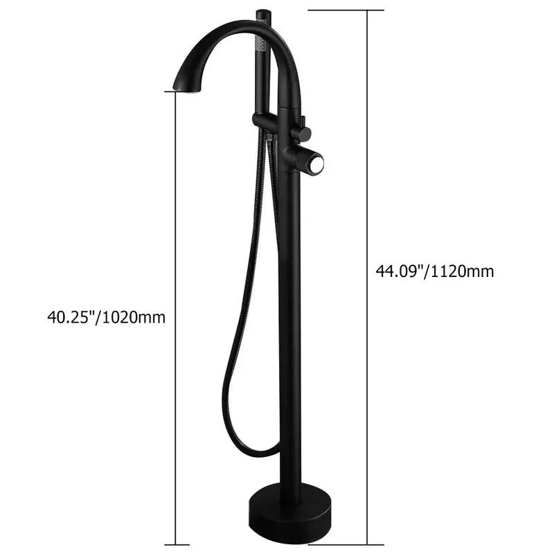 LED Freestanding Black Bathtub Tap with Handheld Shower -Bathlova