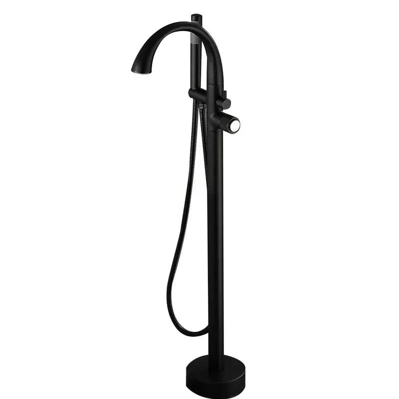 LED Freestanding Black Bathtub Tap with Handheld Shower -Bathlova