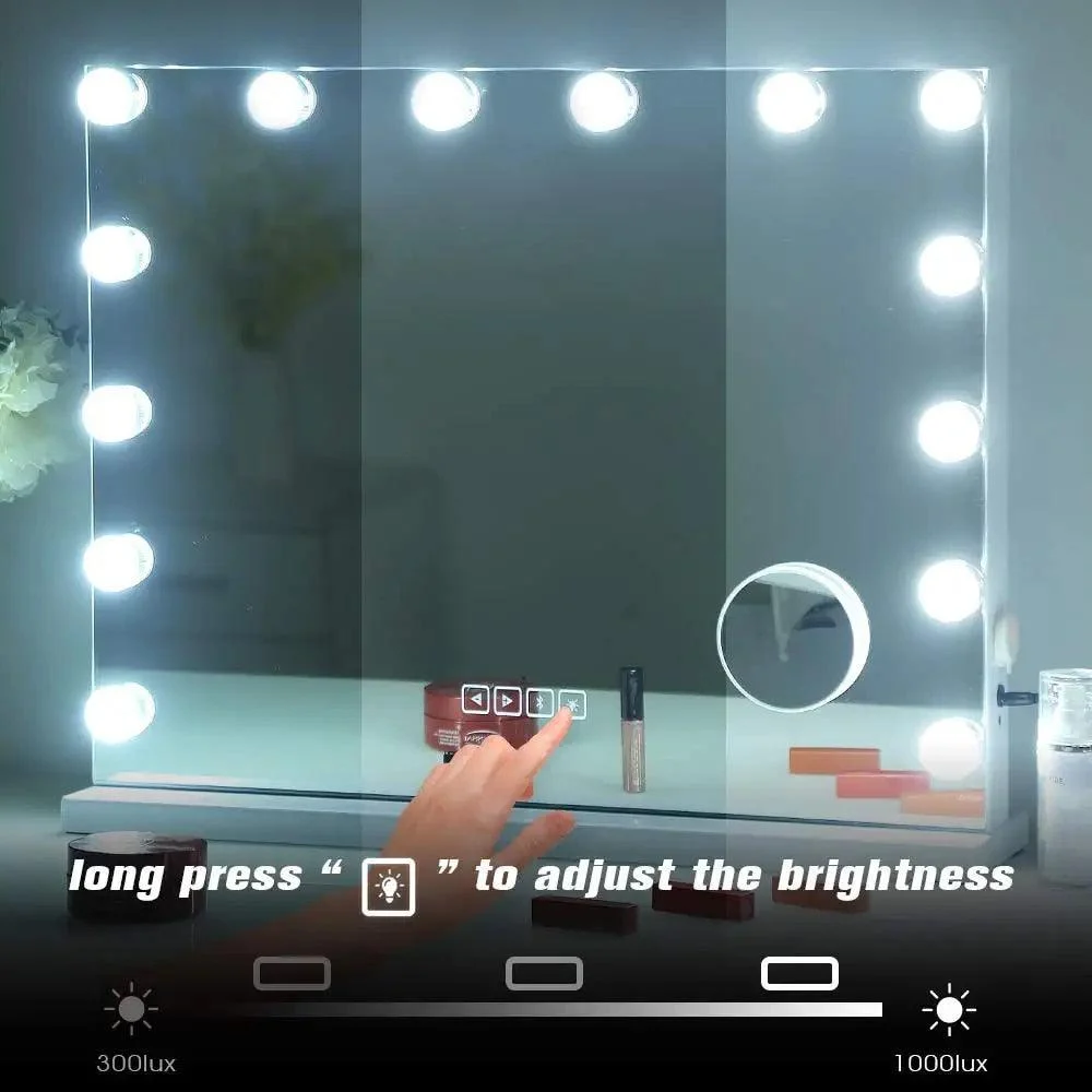 LED Large Makeup Mirror with 14 Dimmable Bulbs Hollywood Lighting -Bathlova