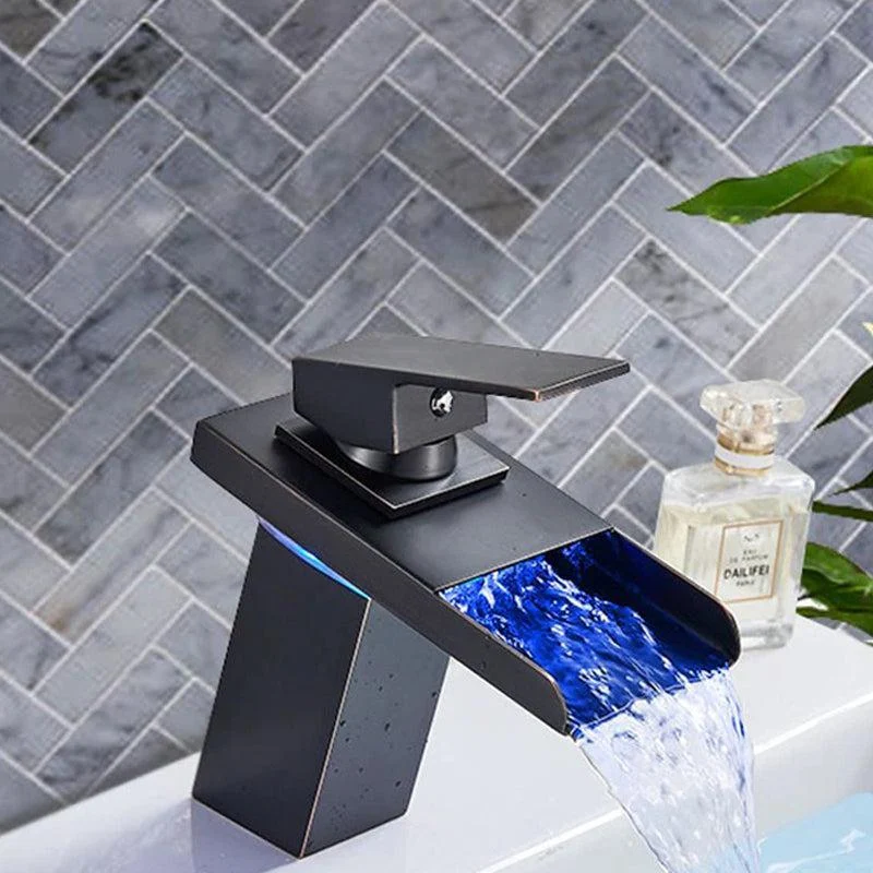 LED Light Basin Tap Waterfall Deck Mounted Single Handle Mixer Tap -Bathlova