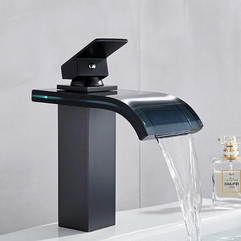 LED Light Basin Tap Waterfall Deck Mounted Single Handle Mixer Tap -Bathlova