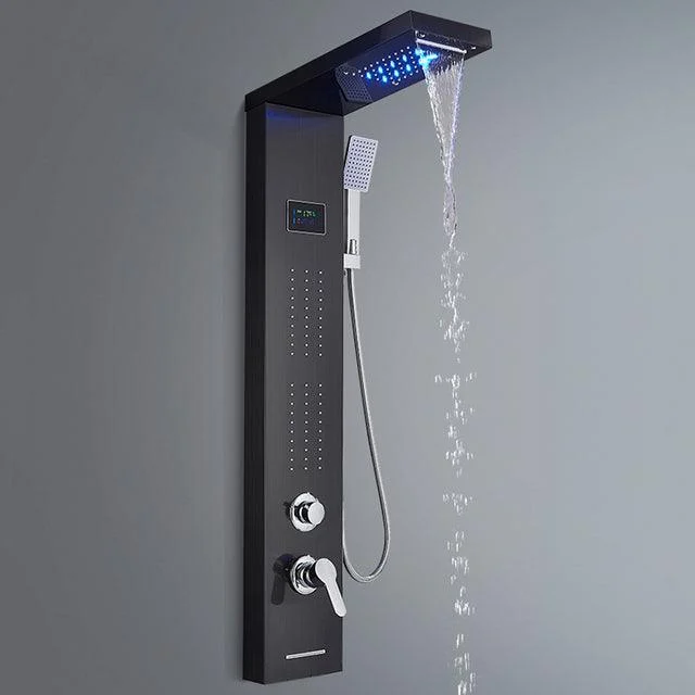 LED Light Waterfall Shower Tap SPA Massage Black Bathroom Shower -Bathlova