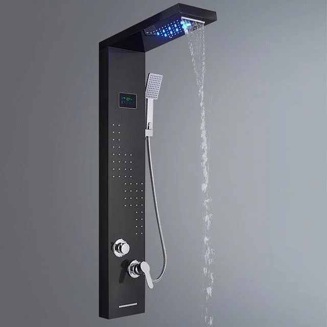 LED Light Waterfall Shower Tap SPA Massage Black Bathroom Shower -Bathlova